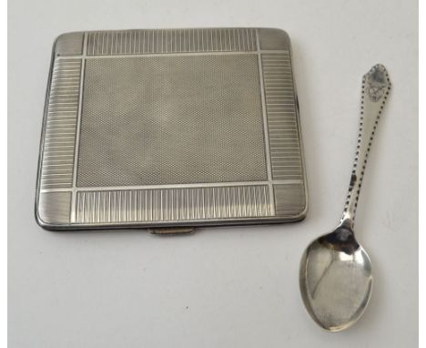 Hamilton &amp; Co. (of Calcutta) an engine turned silver cigarette case, monogrammed internally "ASB", Chester 1932, 127g, to