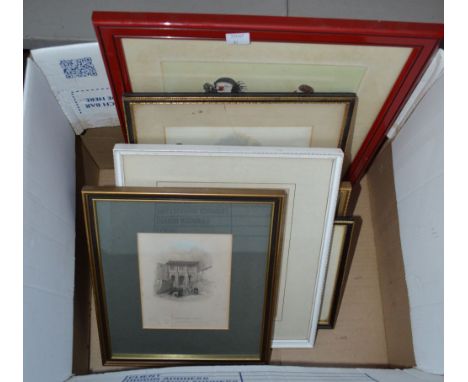 A small quantity of prints, includes Dancing Clowns, by Gillian Lawson, an etching 21 of 300