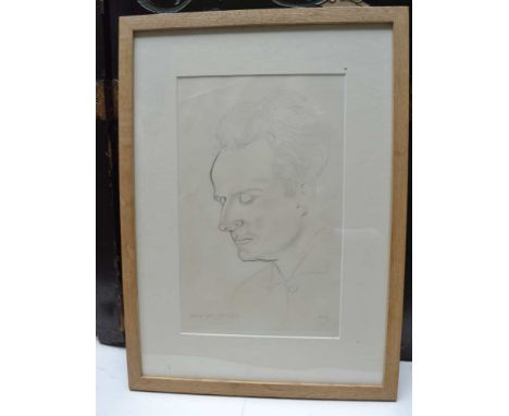 Eric Gill (1882-1940), David Pepler reproduction pencil portrait, signed, inscribed &amp; dated 1934, framed, not glazed, 35c