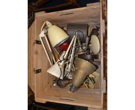 Wooden crate of task lighting