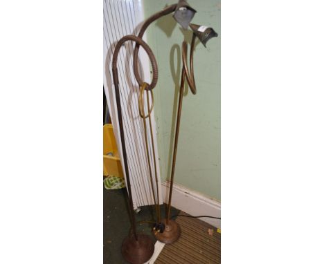 Swan neck floor standing reading lamp and another