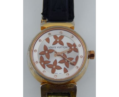 A Louis Vuitton stainless steel ladies tambour bijou quartz wrist watch 