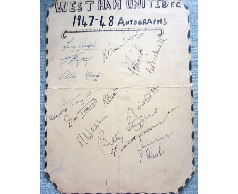 West Ham United Autographs 1947-48 
A large page of West Ham autographs signed by 15