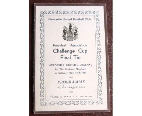 NEWCASTLE - 1932 FA CUP FINAL OFFICIAL PROGRAMME OF ARRANGEMENTS
Rare item in good condition for age
&nbsp;
&nbsp;