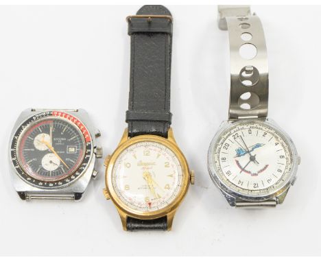 A collection of three gents vintage wristwatches, to ioclude a gold plated 1950's Berenard Sport telemeter wristwatch, 15 jew