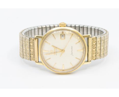 Omega- a gentleman's vintage two tone automatic Semaster wristwatch, comprising a signed silvered round dial with applied gil