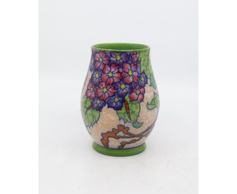 Crown Ducal 1930s posie vase, signed to base by Charlotte Rhead, hydrangea pattern.