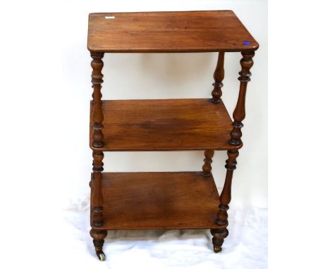 A 19th century three tier Square Wotnot, 19th century mahogany commode and early 19th century wall hanging mirrored towel rai