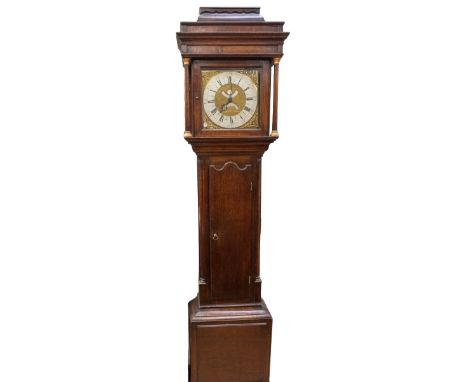 A George III 3hr longcase clock by John Stancliffe, no area with silvers, dial on brass plate, month, seconds and moons and s