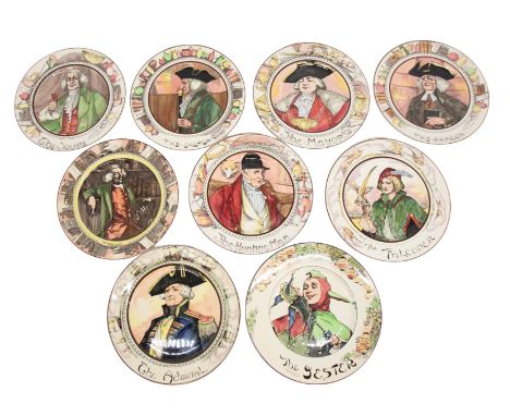A collection of nine Royal Doulton character&nbsp; plates to include The Parson, The Mayor, The Squire, The Admiral, The Falc