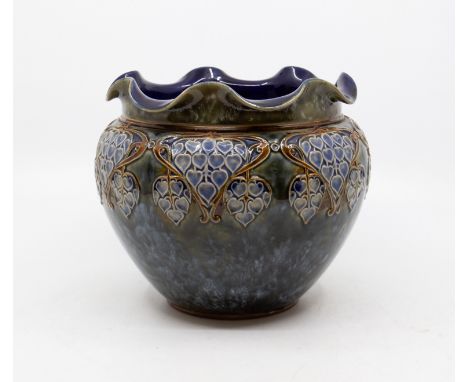 An early 19th century Royal Doulton Lambeth small planter with Art Nouveau detail