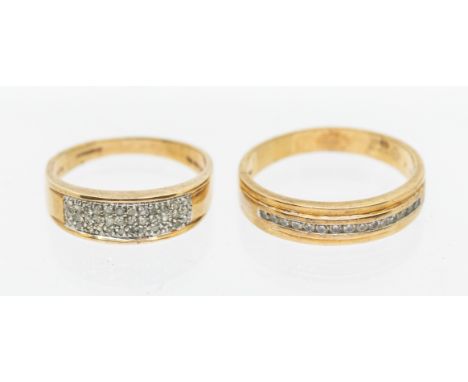 Two diamond and 9ct gold ring,  to include a half eternity ring, channel set with fifteen round brilliant cut diamonds, width