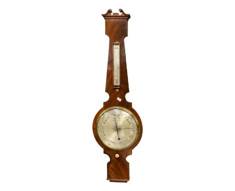 Early 19th century rose mahogany banjo wall barometer by G. Sutton of 14 Bridge Road, Lambeth.London