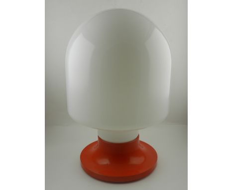 A 1970's painted aluminum and white opac glass table lamp. H.52cm