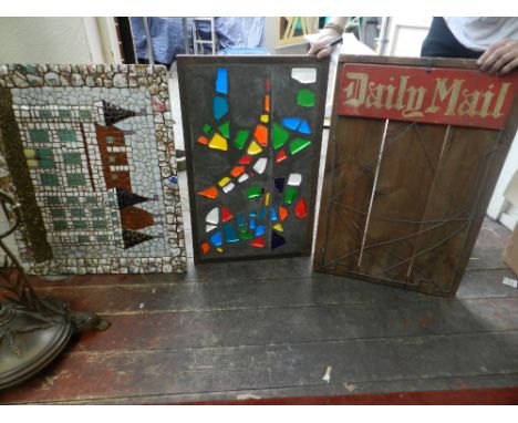 A collection of mid 20th century pictures, prints and posters, to include a Dutch tile picture of a town house.