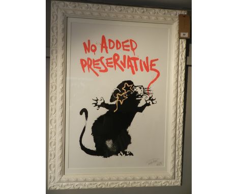 Eyesaw (Contemporary British school), 'No Added Preservative Found', screen print, signed in pencil lower right. H: 89cm W: 6