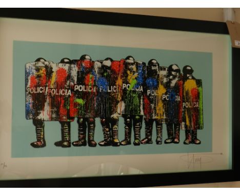 K-Guy (Contemporary British school) 'Policia', screen print, signed in pencil lower right, limited edition 11/22. 