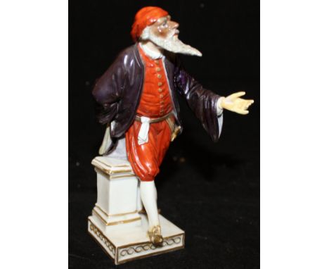 A 19th Century Ludwigsburg style figure of Pantalone bearing crowned interlaced "C" marks to base   CONDITION REPORTS  Has ha