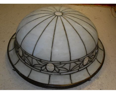 A centre light shade with opaque glass and decorated cameo roundels