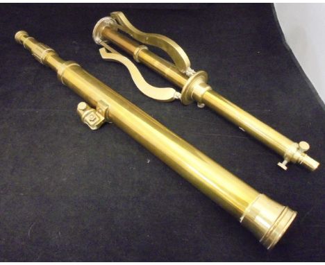 A Ross of London brass telescope and folding tripod stand