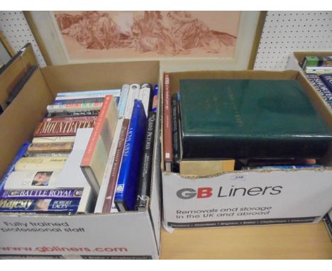 Two boxes of books to include Samuel Rudder "A New History of Gloucestershire" published by Alan Sutton 1977, Rosemary Verey 