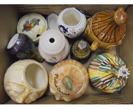 Two boxes of assorted china wares to include Parian ware jug with kite mark to base, two table lamps with ceramic bases etc