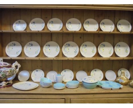 A Poole Pottery part dinner and tea service, a Capodimonte tureen decorated in the Rococo manner and a pair of cream ground g