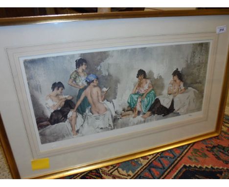 AFTER SIR WILLIAM RUSSELL FLINT "The Bathers", colour print, signed lower in pencil lower right, Artists blind studio stamp l