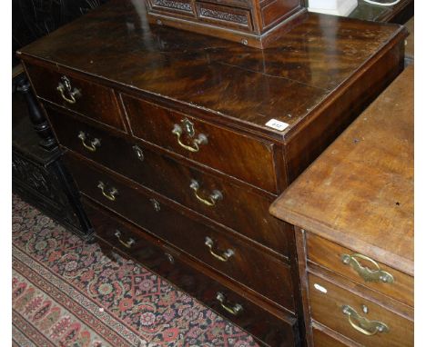 A 19th Century mahogany chest, the plain top with moulded edge above two short and three long graduated drawers with brass sw