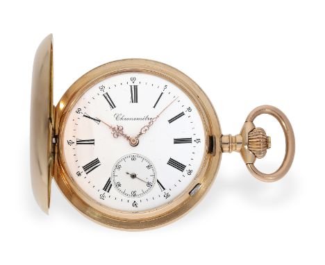 Taschenuhr: besonders schweres rotgoldenes Taschenchronometer mit zylindrischer Spirale, Schweiz 1890: Ca. Ø58mm, ca. 143g, 1