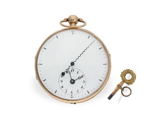 Frühe goldene Taschenuhr mit Prunk-Werk und springender Sekunde, gefertigt für den chinesischen Markt, ca. 1800: Ca. Ø58mm, c