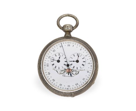 Taschenuhr: technisch interessantes Duplex-Chronometer mit 2 Zeitzonen und springender Sekunde, Jacott ca.1850: Ca. Ø53mm, ca