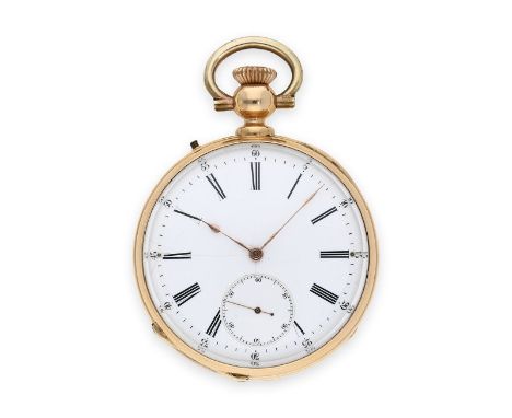 Taschenuhr: frühe, rotgoldene Präzisionstaschenuhr, Ankerchronometer Leroy &amp; Fils Paris No. 45946, mit Verkaufsbox, ca. 1