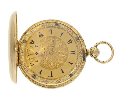 Taschenuhr: interessante, frühe Goldsavonnette für den osmanischen Markt, Wippen-Chronometer No.51056, Auguste Courvoisier La