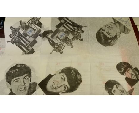 POP MUSIC, The Beatles paper napkins, with band image &amp; h/s portraits, five the same, EX, 1 + 4