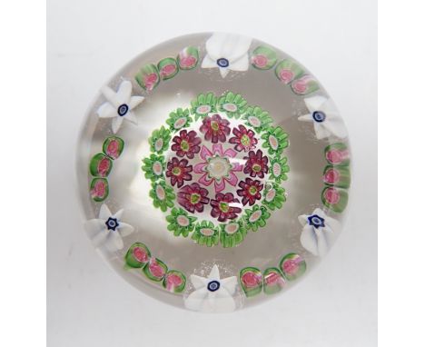 A Clichy garland floral paperweight, 6cm Good condition, some light scratching to the base.