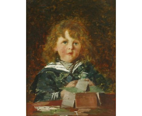 Alexander M Rossi (fl.1870-1903)PORTRAIT OF A. R. DREOSER JUNR., AGED FOURSigned with initials u.l., oil on canvas38 x 29cm