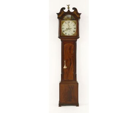 A George III mahogany eight-day longcase clock,by Geo. Wilson Appleby,  the painted arch dial with seconds hand, calendar ape