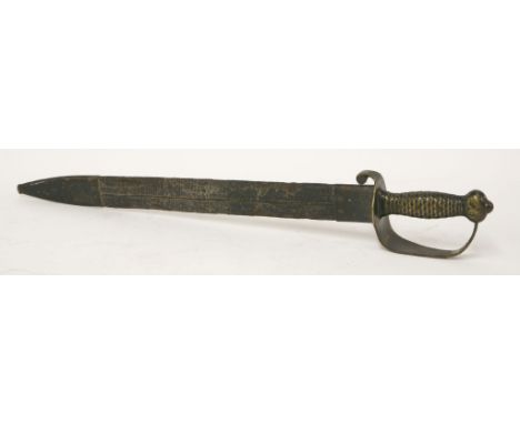 A US model M1841 navy cutlass,with a dual-edged blade, a brass hilt and fish scale grip, with a federal eagle on the pommel, 