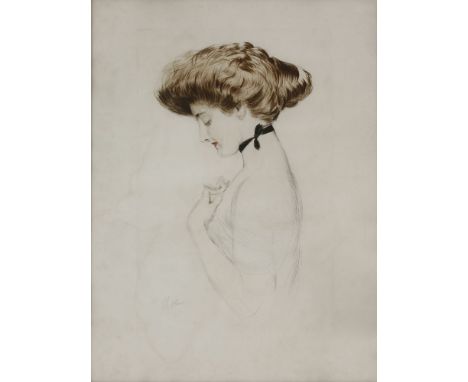 Paul César Helleu (French, 1859-1927)PORTRAIT OF A LADY, BELIEVED TO BE NANCY BORWICK, LADY CROFTDrypoint, signed in pencil l