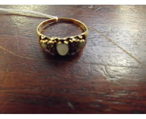 Opal and pearl yellow metal dress ring (tested for high carat)