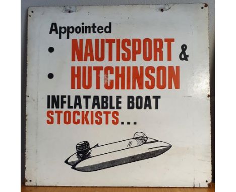 Original Nautisport &amp; Hutchinson Sailboat/Engine/Maritime Advertising Notice, Printed to softboard approx - 61cm sq