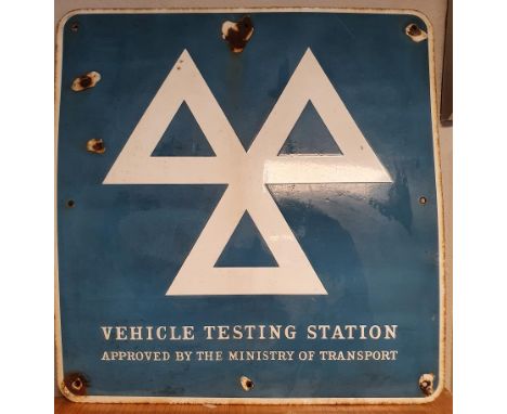 Original Enamel MOT Centre Advertising Sign to Metal, approx 61cm sq