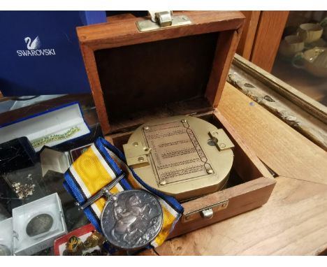 WW1 Service Medal (Ellis) + a Repro Naval Compass