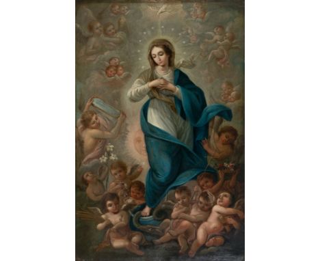 Francisco Clapera&nbsp;(Barcelona, 1746 – Mexico, 1810)"Immaculate Conception"Oil on copper. Signed and dated "Clapera fecit 