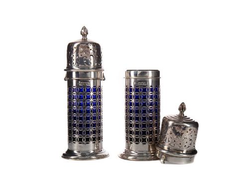 PAIR OF VICTORIAN SILVER SUGAR CASTERS,maker Haseler Brothers, London 1900, of conical pierced form with case finials, both w