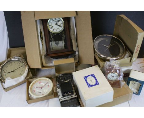 Collection of Vintage boxed Clocks, mainly AQuartz type including Wall Clocks, Mantle Clocks etc