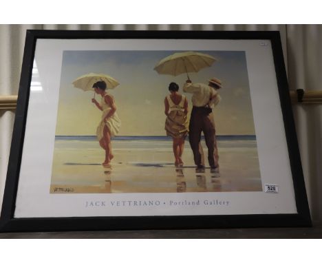 After Jack Vettriano Studio framed romantic print figures on a beach with parasols
