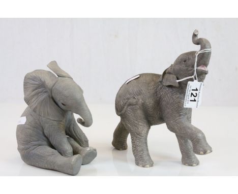Brooks & Bentley ceramic models of an African & an Asian Elephant