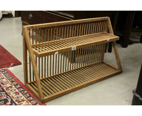 Modern Oak and Beechwood Two Shelf Plate Rack